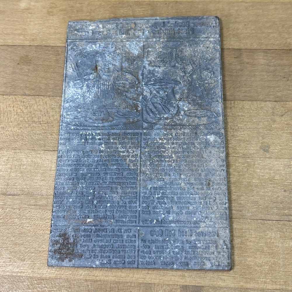Antique Letterpress Food Advertisement Printing Plate Metal Printer Block Kansas